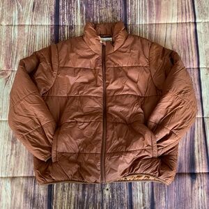 Universal Thread Women's Long Sleeve Full Zip Dark Orange Puffer Jacket Size: 1X